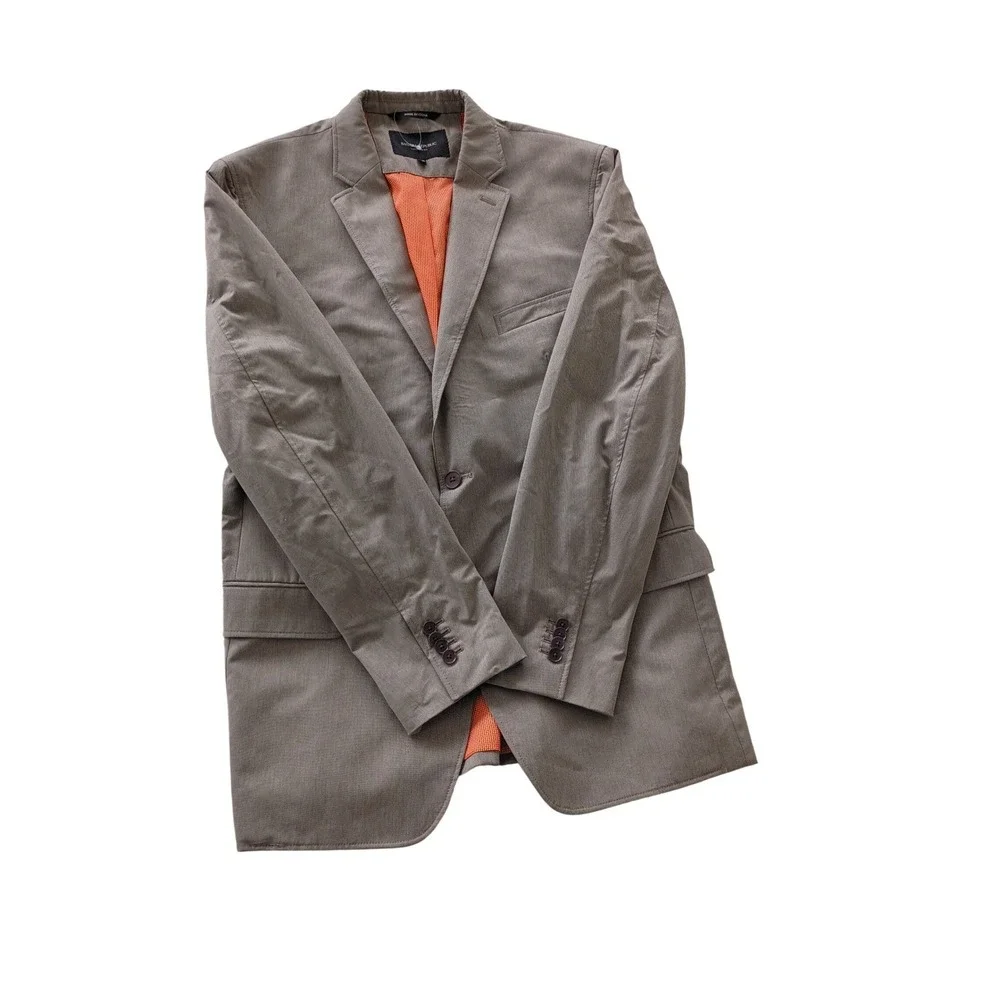 Banana Republic Gray 100% Cotton Sport Coat Blazer 44R Tailored‎ Orange Lng $450